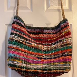 Bag hand made heavy woven recycled cotton